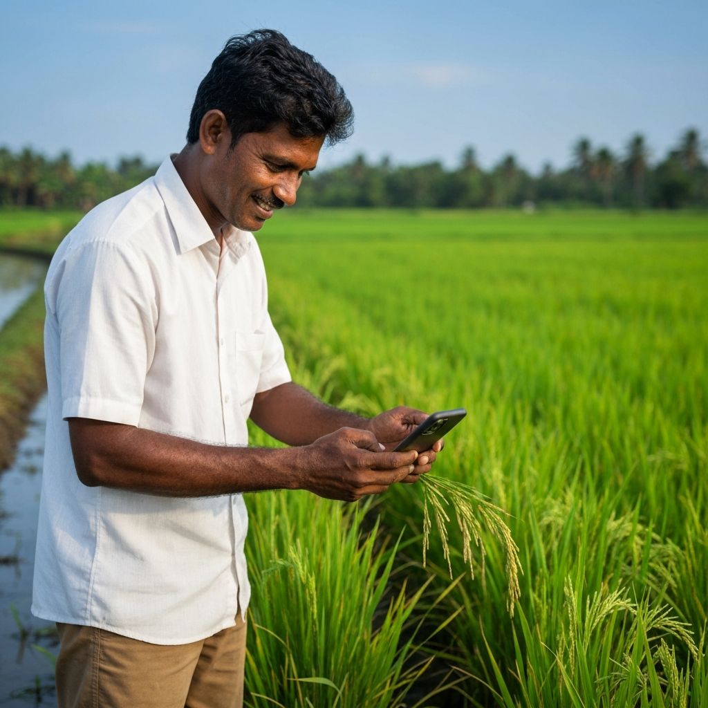 Farmer using Goviyaa app